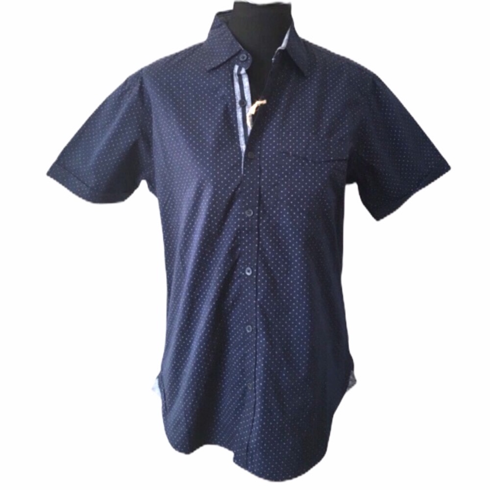 Hudson & Barrow Polka Dot Button Down Shirt, Navy, Small
